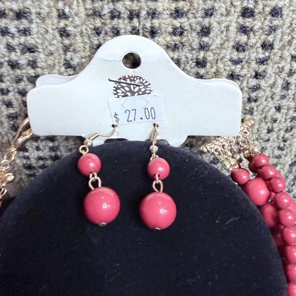 Women's  Vintage Erica LyonsMulti-Strand Burnt Orange BeadsNecklace and Earrings - Picture 4 of 8